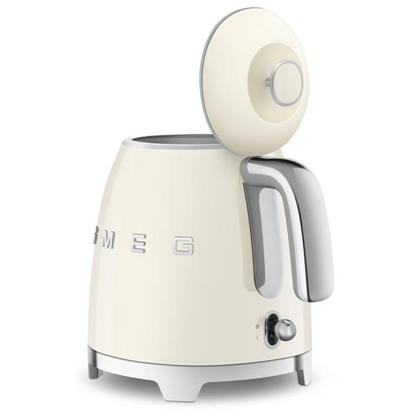 bouilloire SMEG 0,8L couleur crème style années 50 référence klf05 vue arrière ouverte