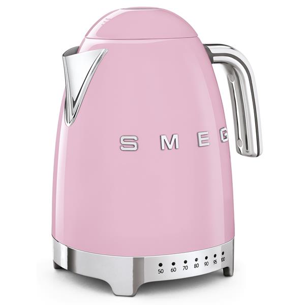 bouilloire SMEG 1,7L couleur rose style années 50 référence klf04 perspective